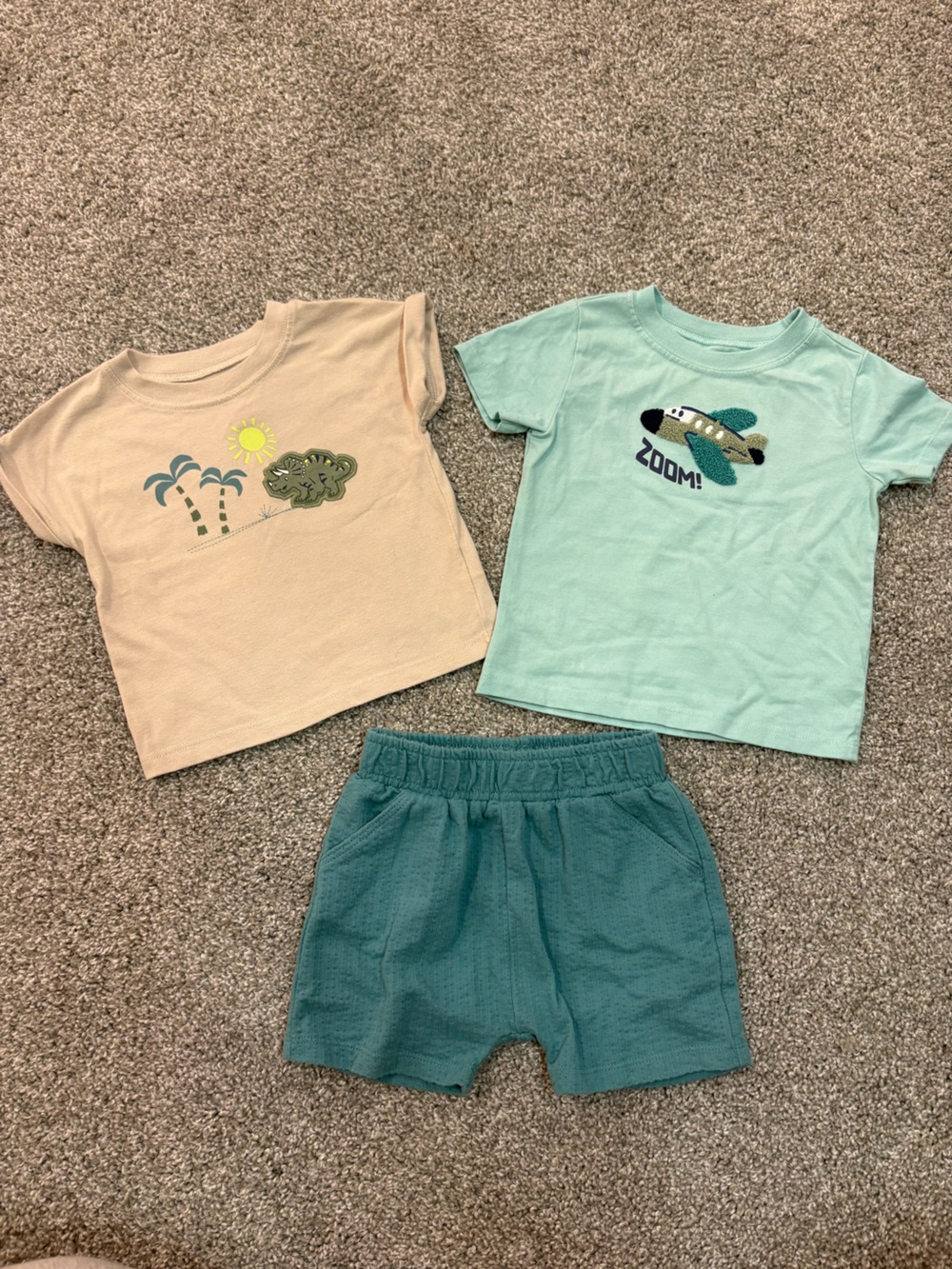 Garanimals Beige Palm Tee & Mint Plane Tee Set